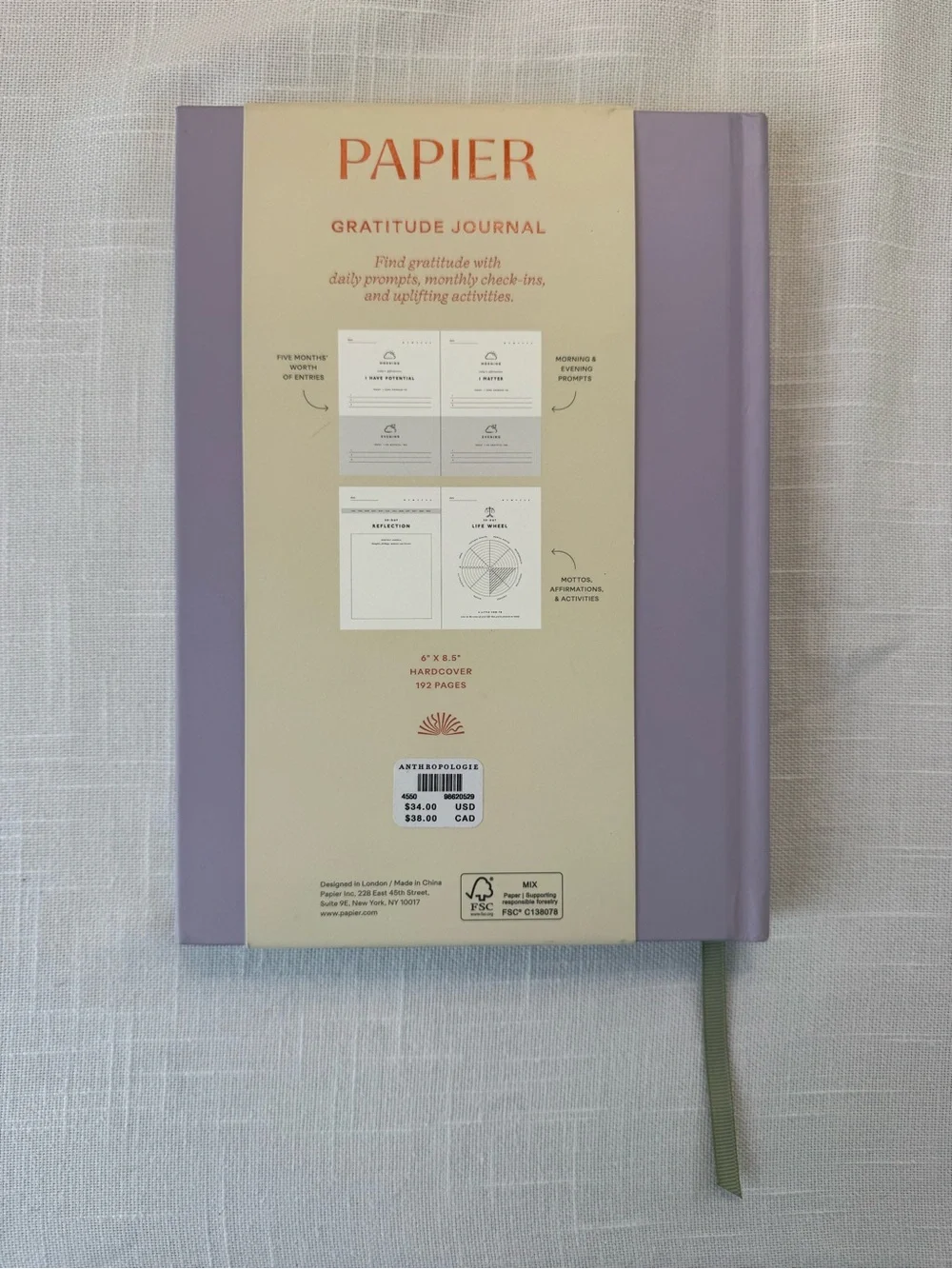 Papier x Anthropologie Painted Heart Gratitude Journal NWT